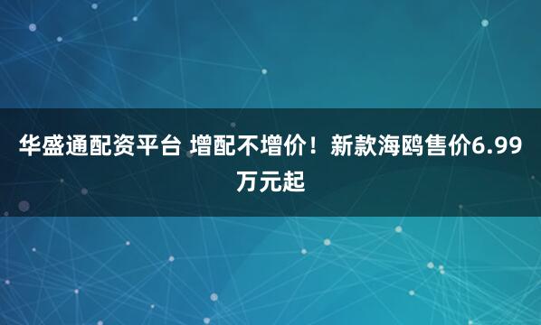 华盛通配资平台 增配不增价！新款海鸥售价6.99万元起